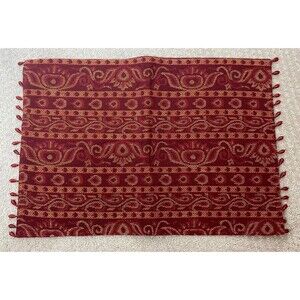 Pier 1 Beaded Yuma Placemats 14 x 20 Cotton Set of 5 Boho Dark Red